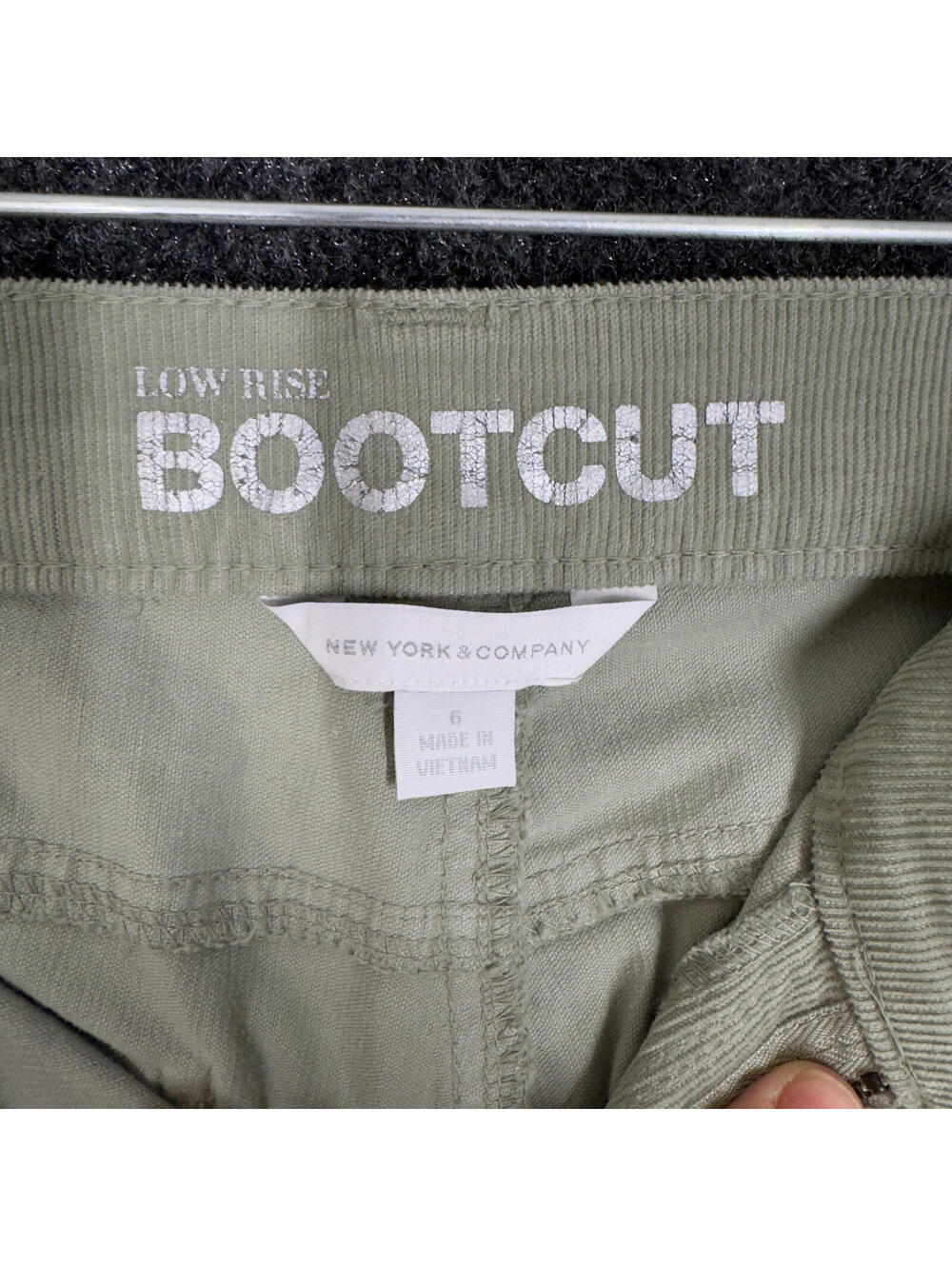 New York & Company Pants Women 6 Gray Bootcut Low Rise Flat Front Corduroy - Picture 6 of 8
